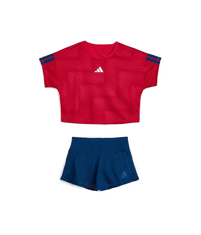 Спортивный топ и шорты-юбка Aop Soccer Top Skort Set Adidas Kids, Pure Ruby