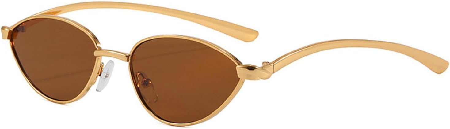 

Женские солнцезащитные очки «кошачий глаз» в винтажном дизайнерском стиле с золотой металлической оправой, солнцезащитные очки для женщин с защитой от УФ-излучения UV400 mincl, Brown