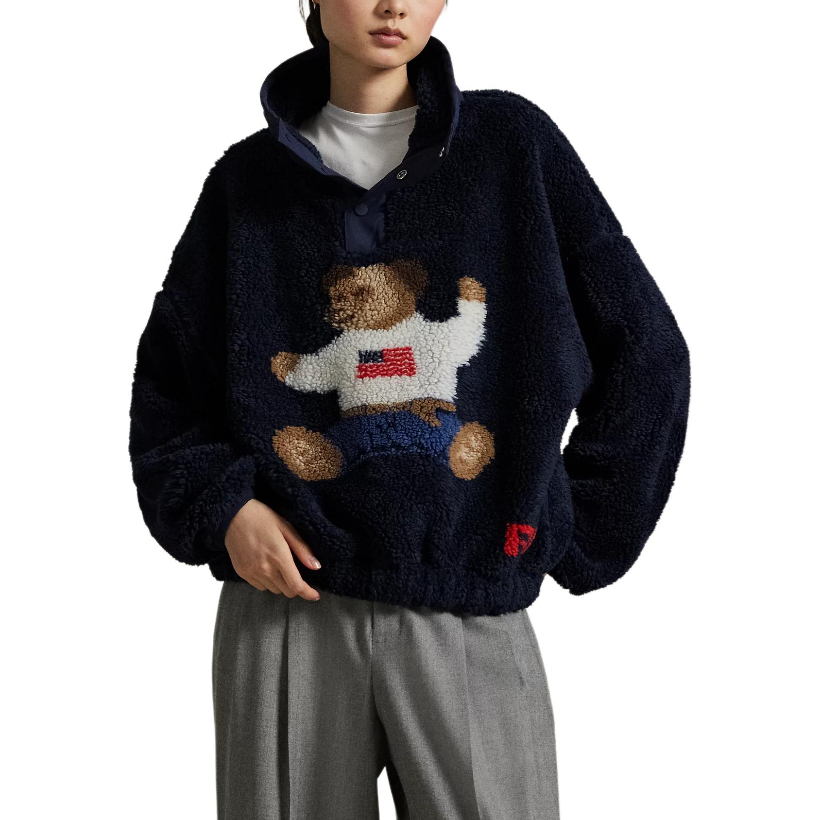 Polo Bear пуловер на пуговицах Polo Ralph Lauren, marine синий — фото 3