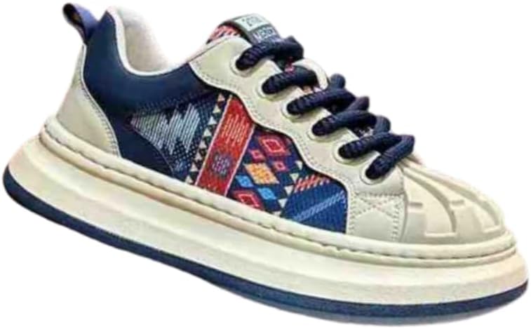 

Мужские спортивные кроссовки на толстой подошве из холщовой ткани с заплатками - подходят для повседневной носки и городского модного образа Hoalox, синий