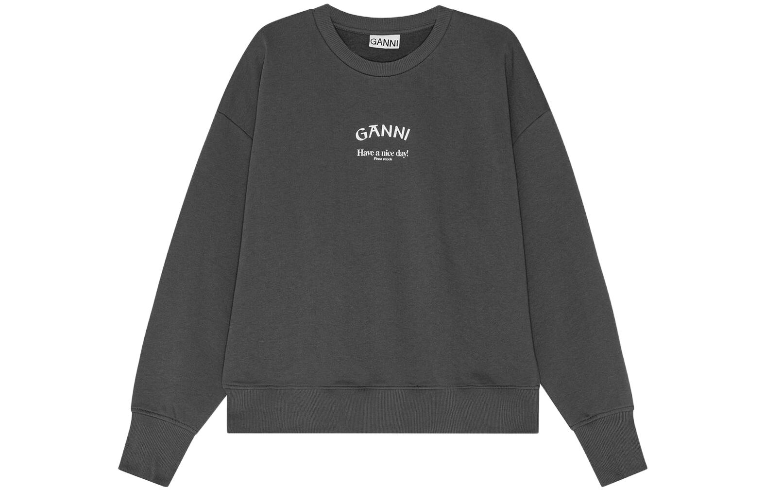 

Футболка с принтом вулканического пепла Женская серая GANNI