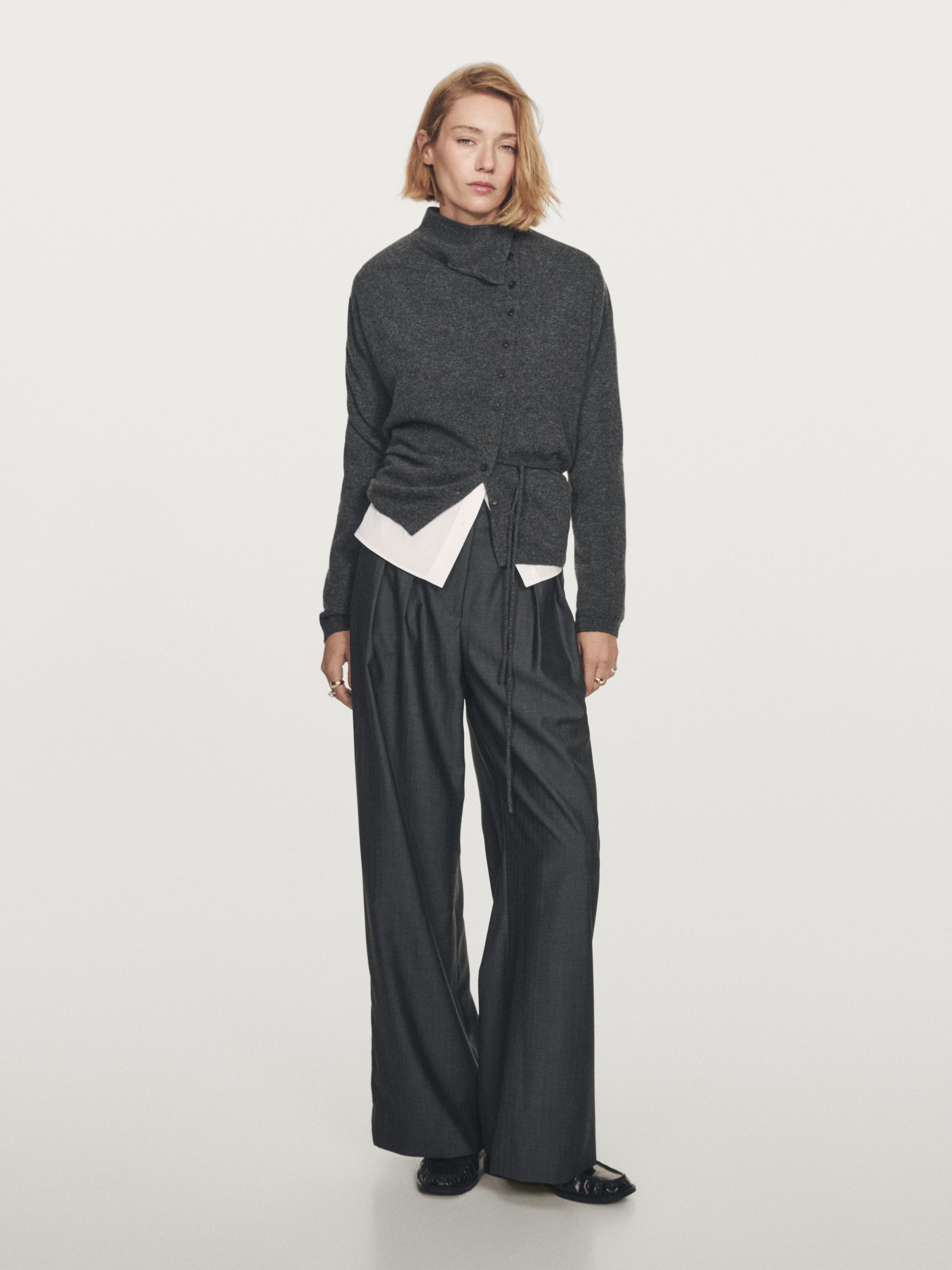 

Кардиган с водолазкой из 100% кашемира Massimo Dutti, антрацитово-серый