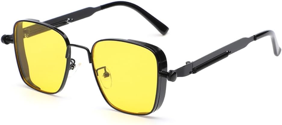 

Солнцезащитные очки в стиле металл-панк для мужчин и женщин с защитой от УФ-излучения UV400, предназначенные для занятий спортом на открытом воздухе, бега и езды на велосипеде UYPTK, Black Yellow