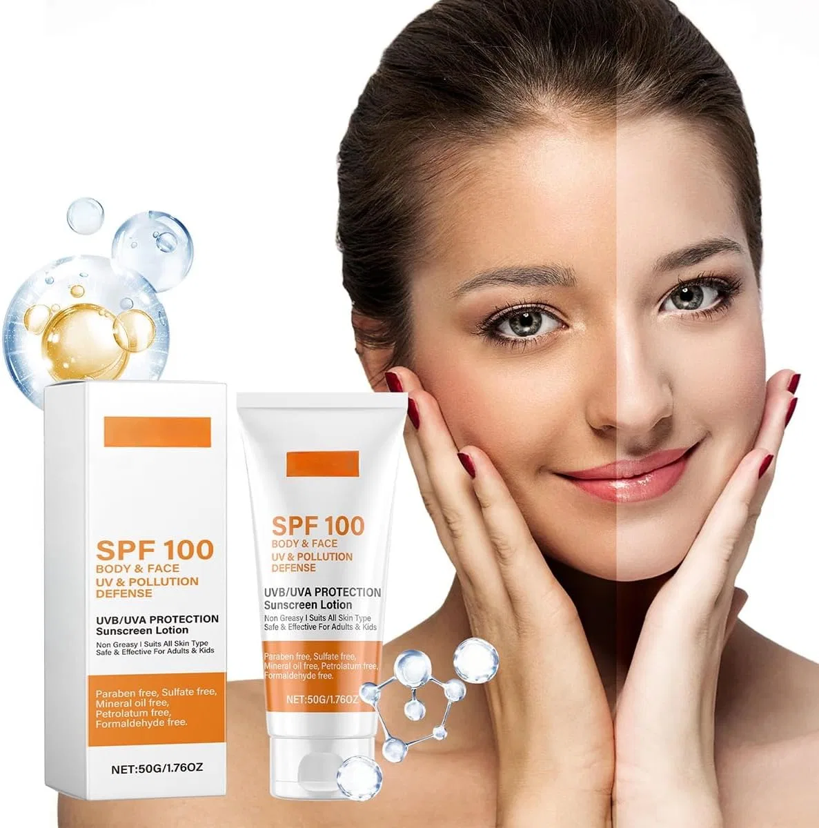 Солнцезащитный крем для лица Sunscreen Face Water Splash Sun Cream SPF 100+ от Chengcheng, 50 мл