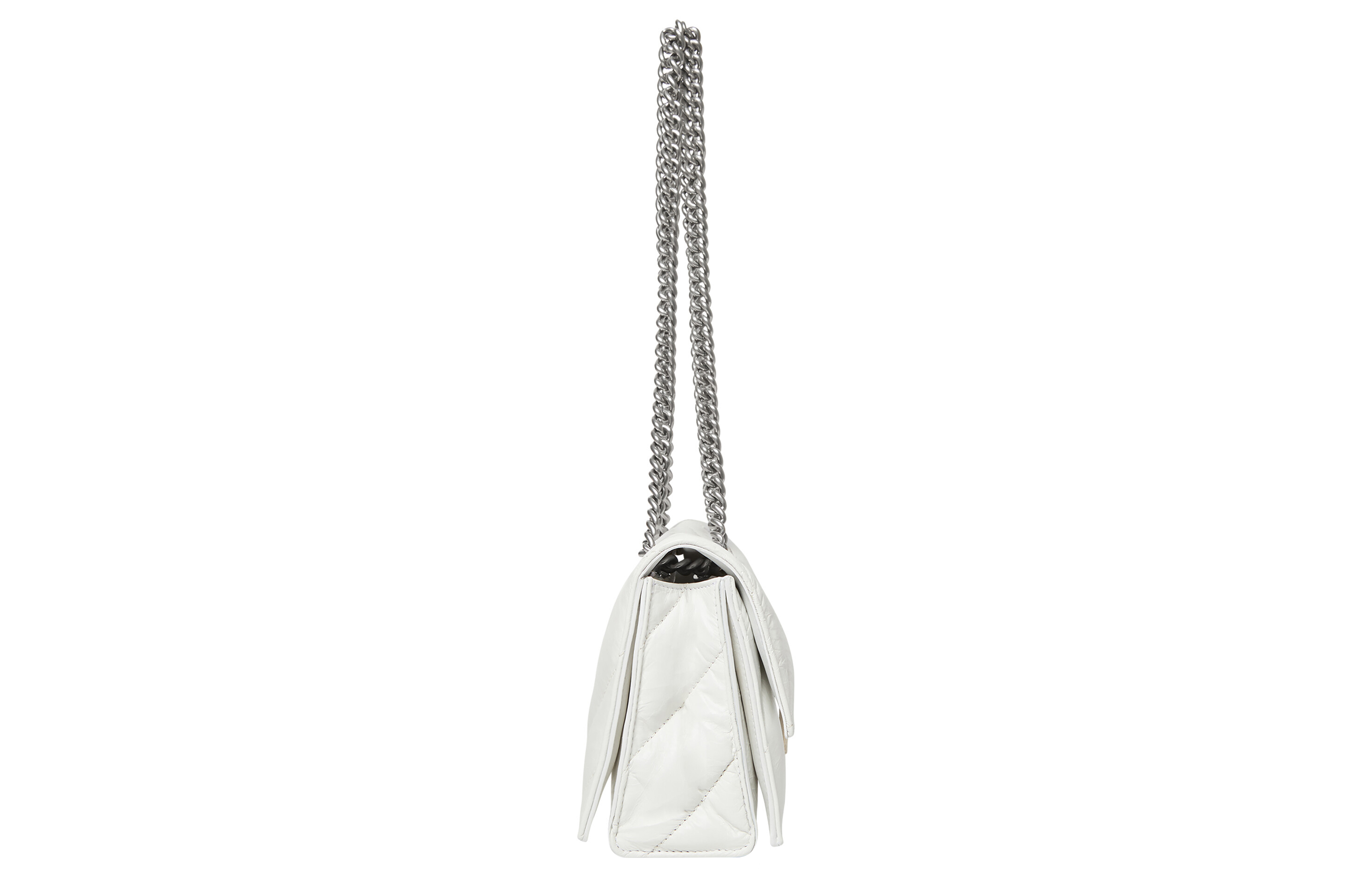 Женская сумка Balenciaga Crush Small Chain стеганая оптический белый — фото 4
