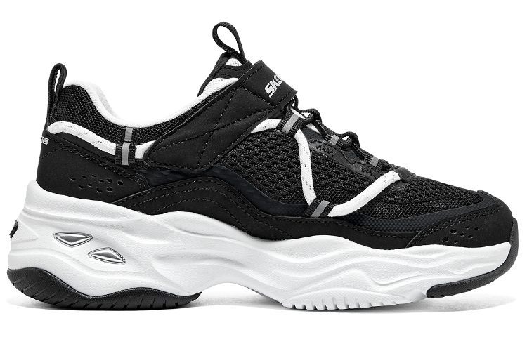 Skechers Низкие детские кроссовки-амортизаторы для девочек, черные, белые — фото 2