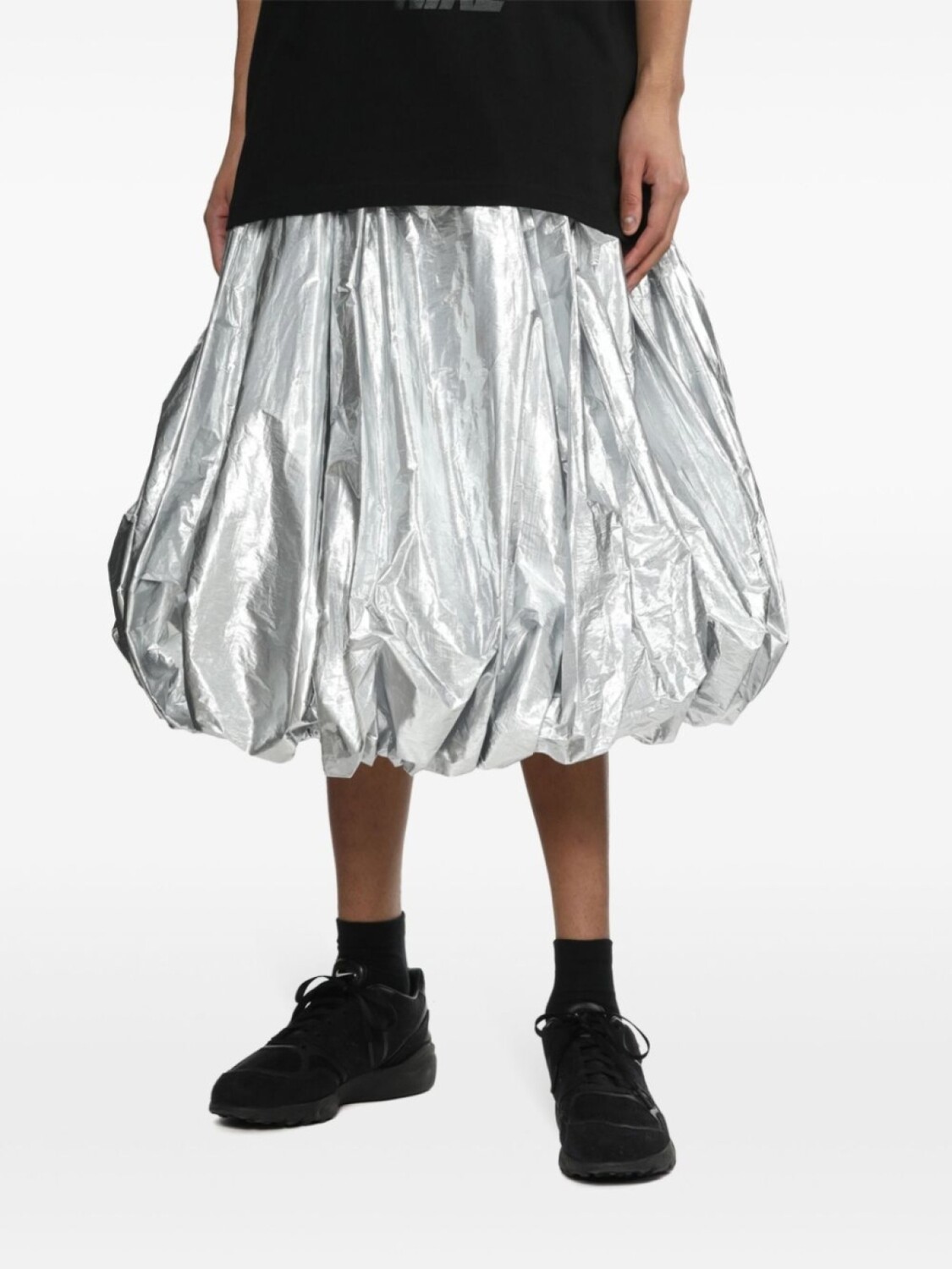 

Black Comme Des Garçons пышная юбка с эффектом металлик, серебристый