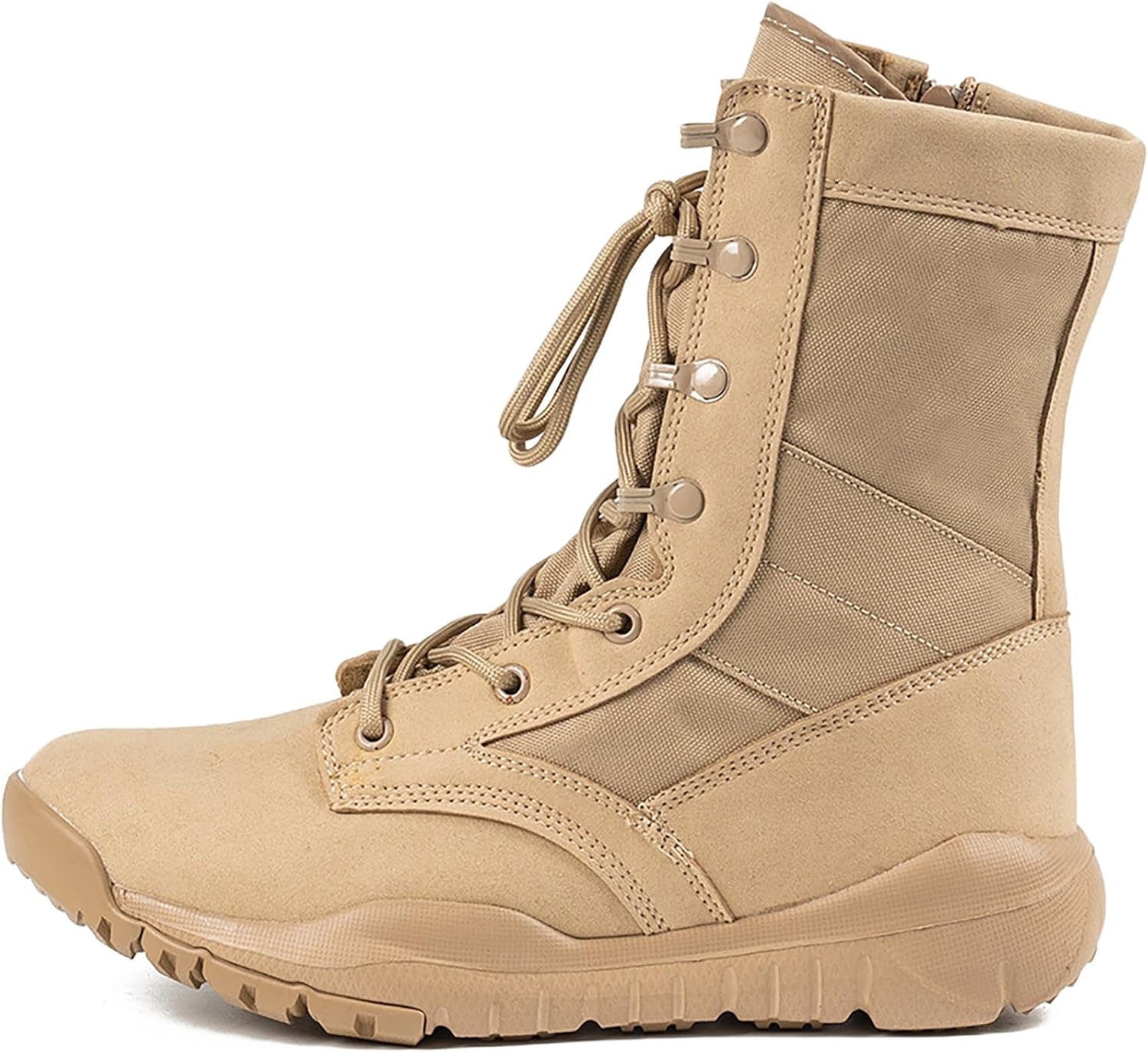 

Мужские ботинки для походов и кемпинга, шнуровка, армейские ботинки, тактическая военная обувь, боевые ботинки, треккинговые походные ботинки с боковой молнией, песочный, размер 44 Qaxzesa, 44 Sand