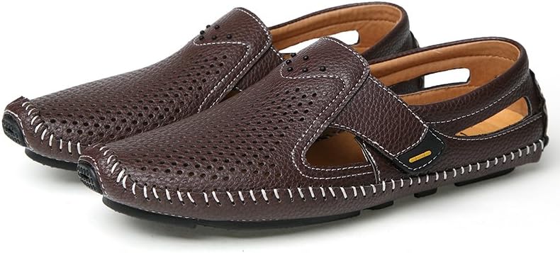 

Мужские модные повседневные кожаные сандалии AQIXIDX, пляжные сандалии с закрытым носком, дышащие и удобные, обувь для свадеб и вечеринок, коричневый