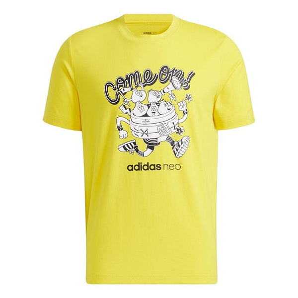 

Футболка neo m fd tee 2 graffiti print sports short-sleeved yellow Adidas, желтый