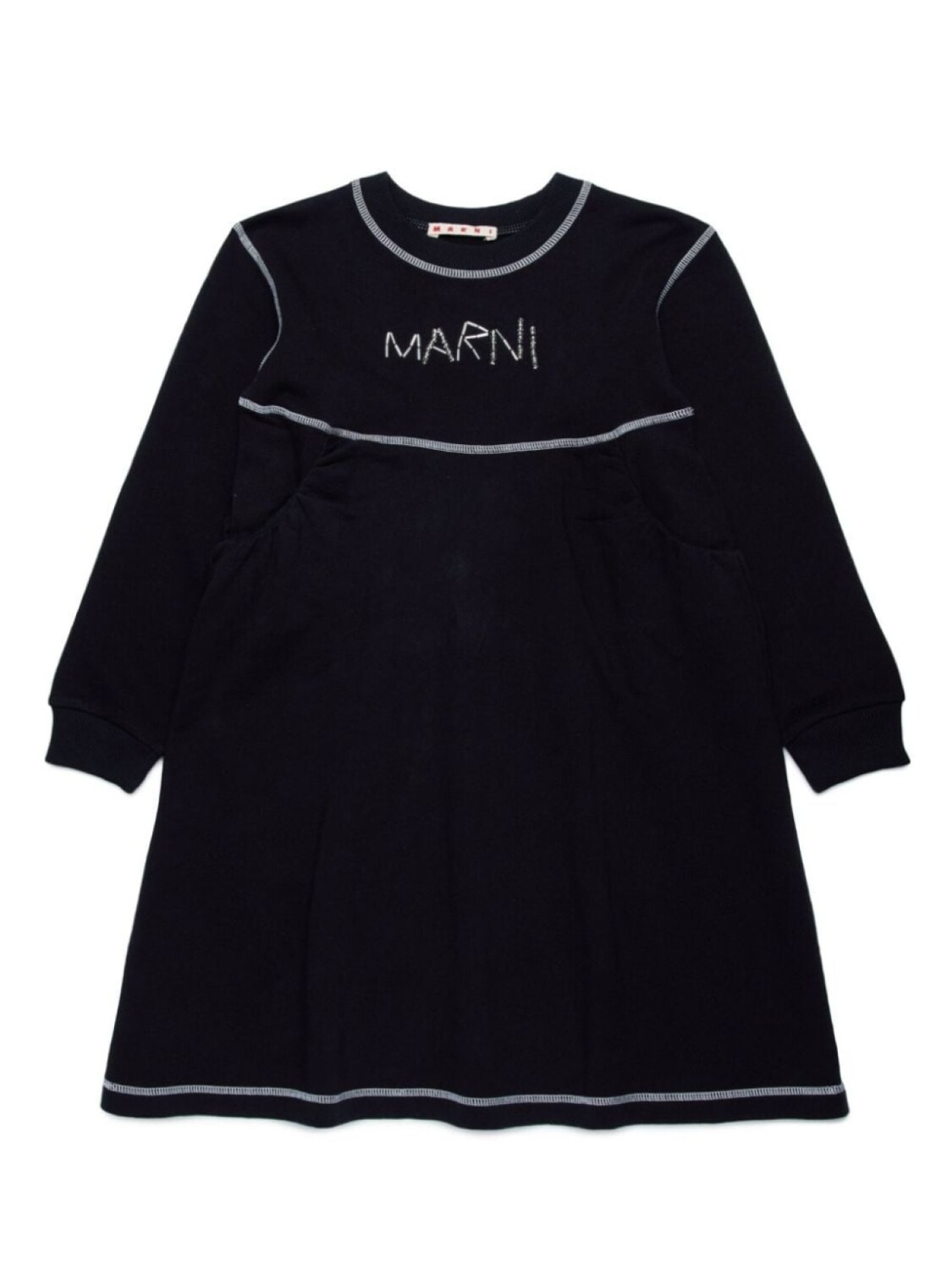 

Marni Kids платье-футболка с длинными рукавами и вышитым логотипом, черный