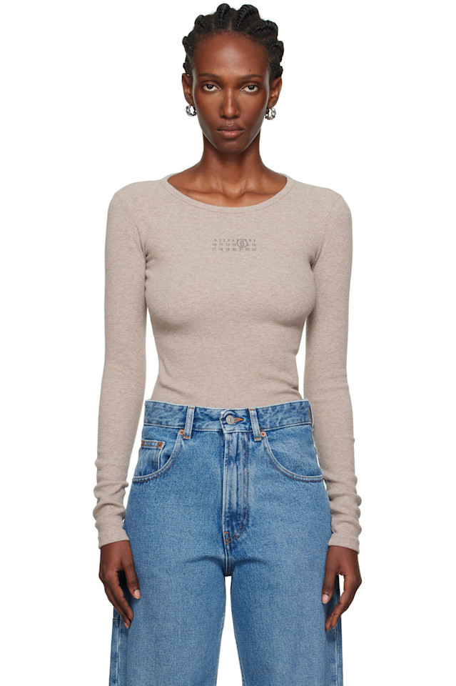 

Mm6 Maison Margiela Футболка с длинными рукавами из трикотажа в рубчик из шерстяной смеси