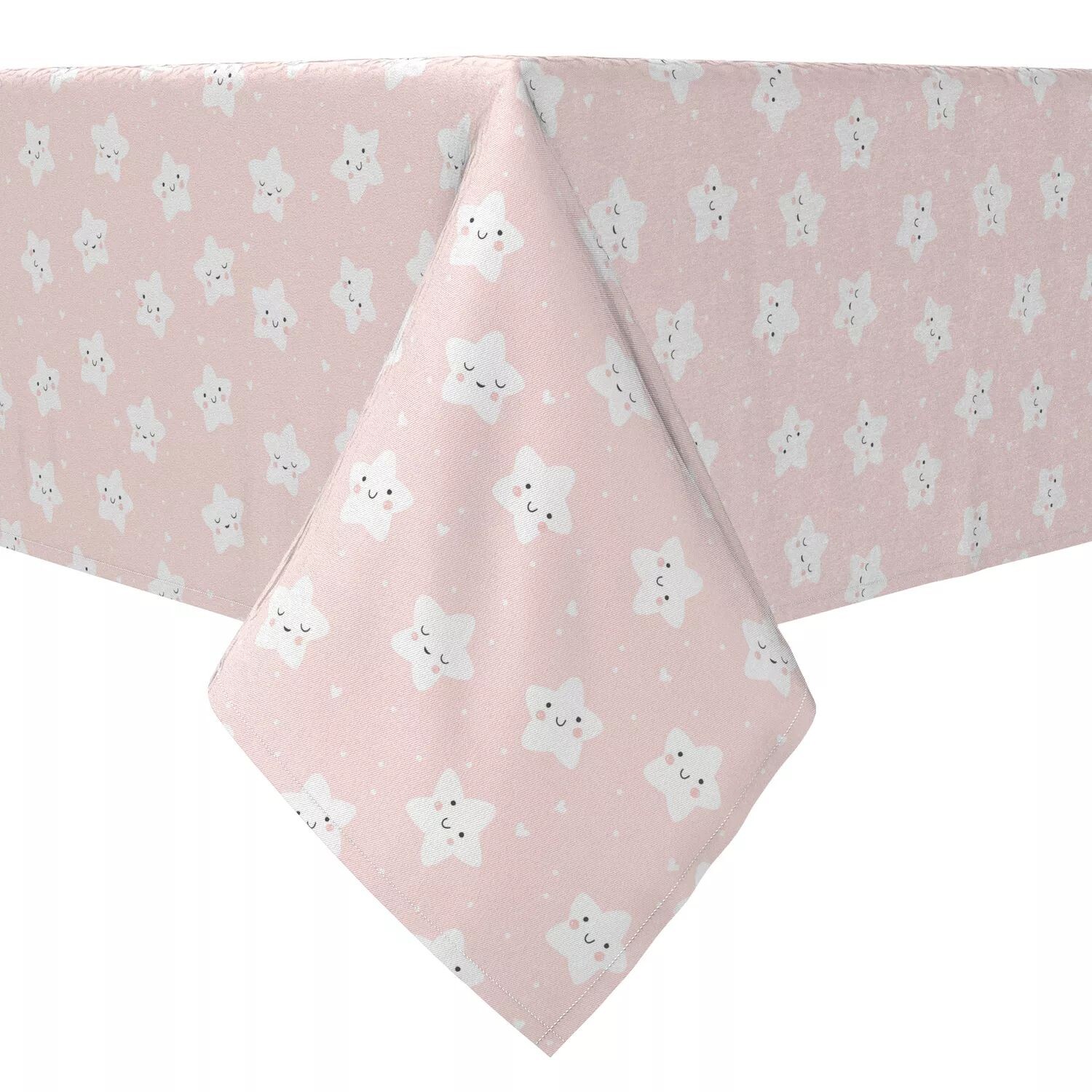

Квадратная скатерть, 100% хлопок, 60х60 дюймов, Happy Stars Pink