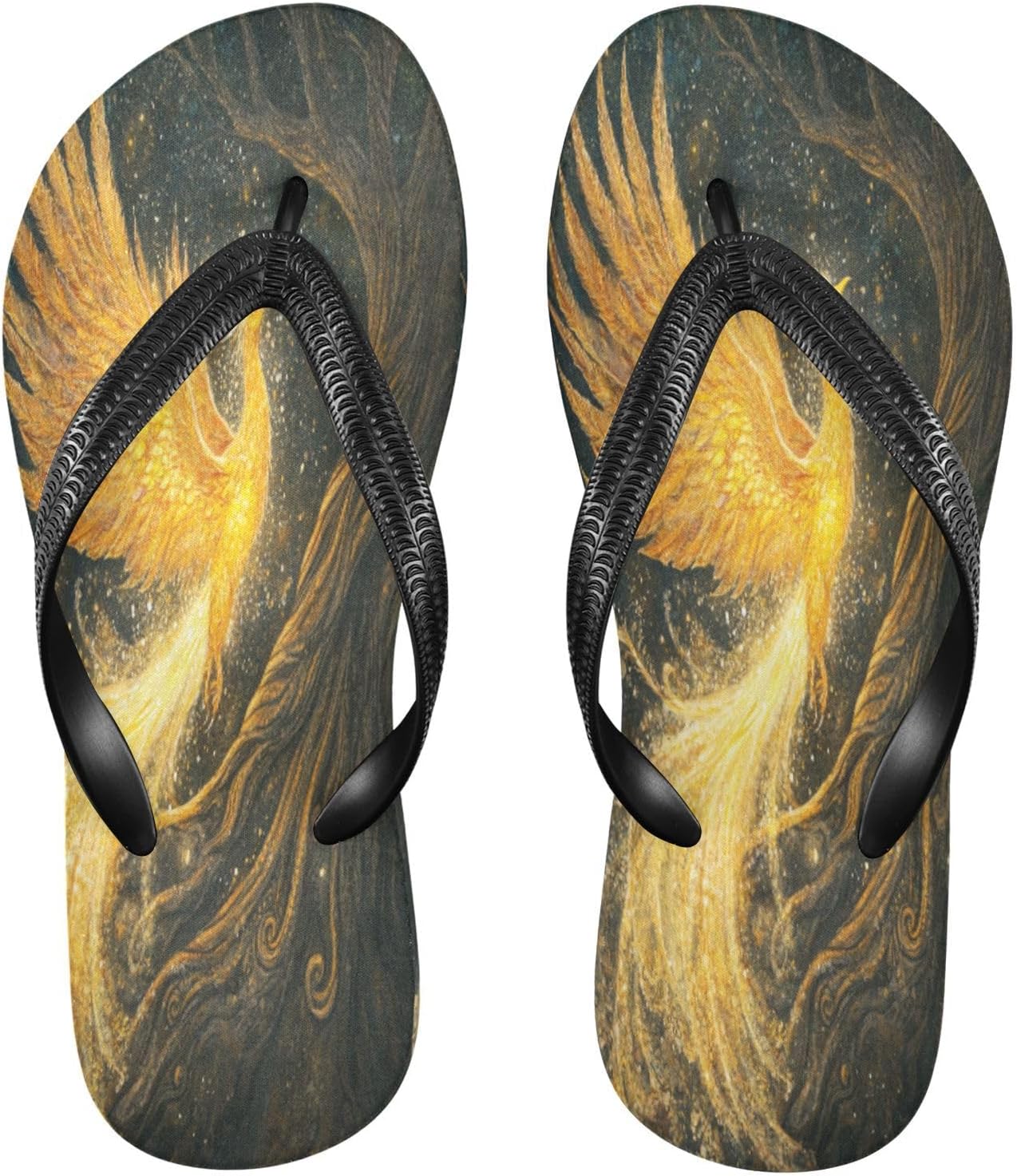 

Мужские летние шлепанцы с рисунком дерева-феникса, пляжные резиновые шлепанцы с подошвой против скольжения для прогулок Sinestour, золотой