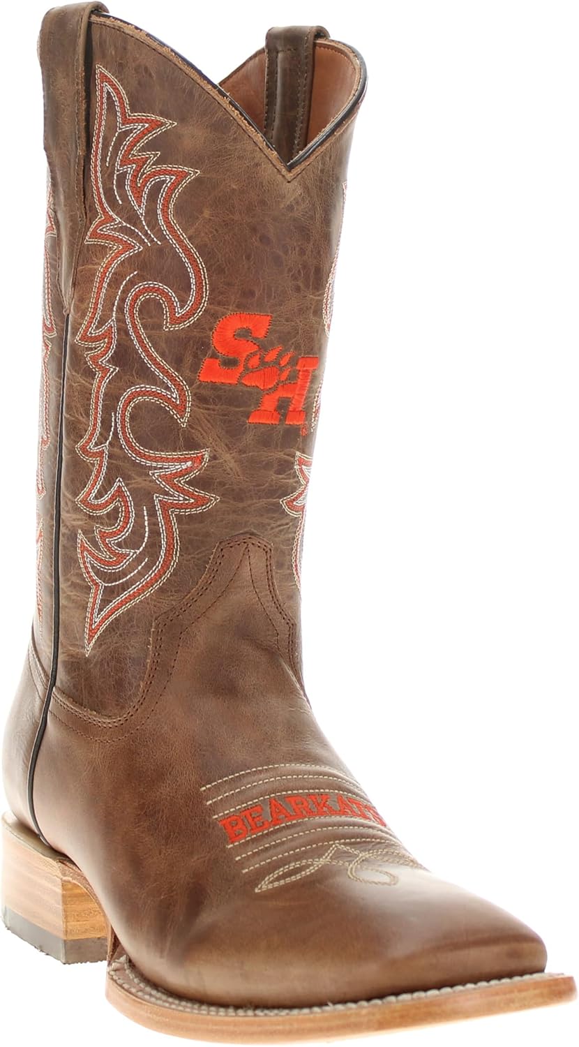 

Мужские ковбойские сапоги Vaccari Luke из натуральной кожи с вышивкой NCAA, широким квадратным носком, 8.5 Sam Houston State Bearkats