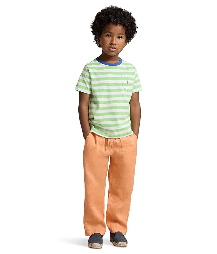 Футболка поло с полоской модель Striped Cotton Jersey Pocket Tee Polo Ralph Lauren Kids, Parakeet/White — фото 3