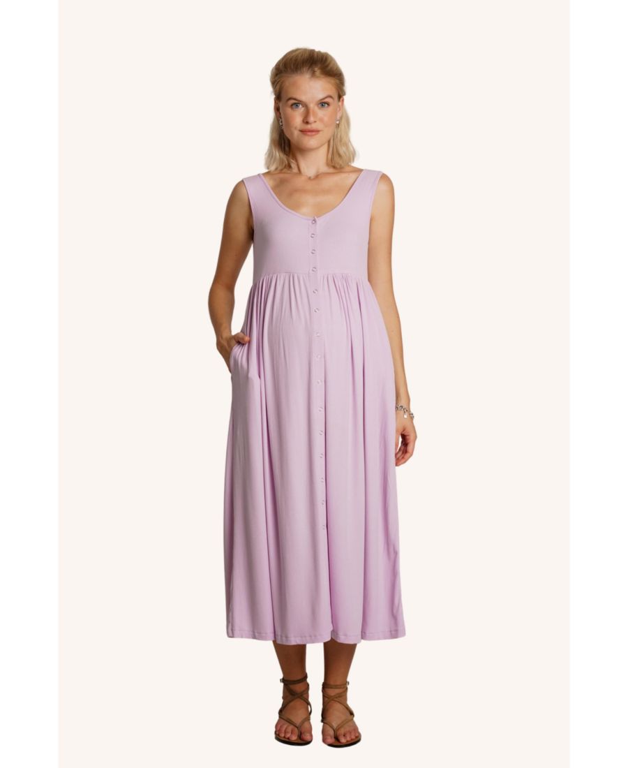 

Платье-поло из ребристой модальной ткани для беременных и кормящих мам NOM Maternity, Lavender