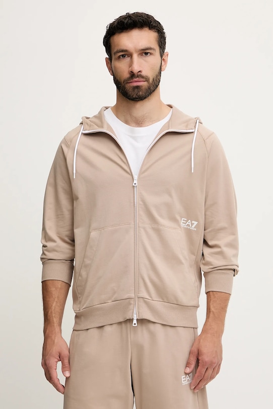 

Хлопковая толстовка Ea7 Emporio Armani, бежевый