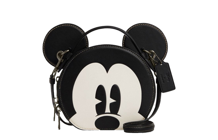 

Дисней 17 Коллаборация Микки Кожаная Маленькая Круглая Сумка Через Плечо Маленький Размер Женская Черная Белая COACH