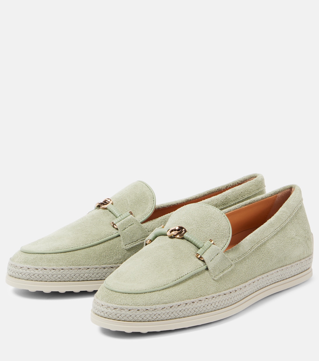 Замшевые мокасины с T-образным ремешком Tod's, Oil Green — фото 4