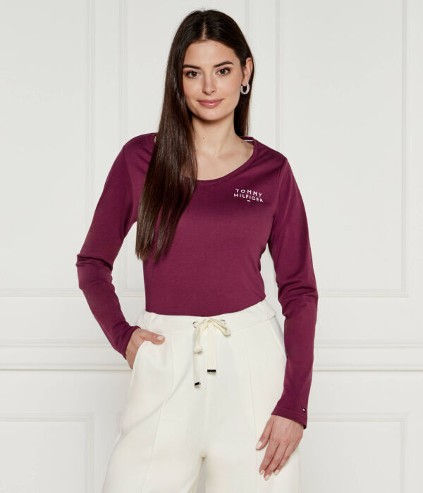 Лонгслив женский Tommy Hilfiger с логотипом бренда, фиолетовый — фото 3