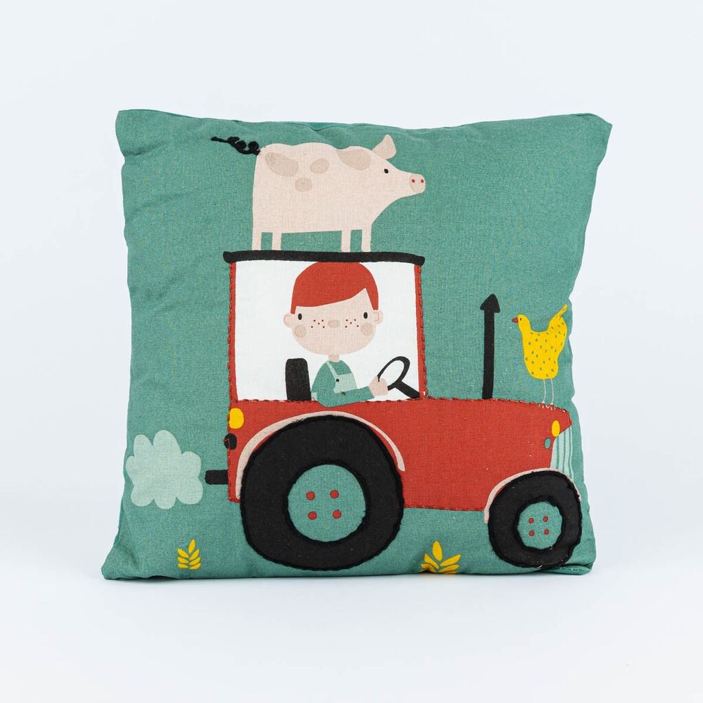 

Детская подушка трактор свинья курица хлопок зеленый красный черный 40х40см Stof