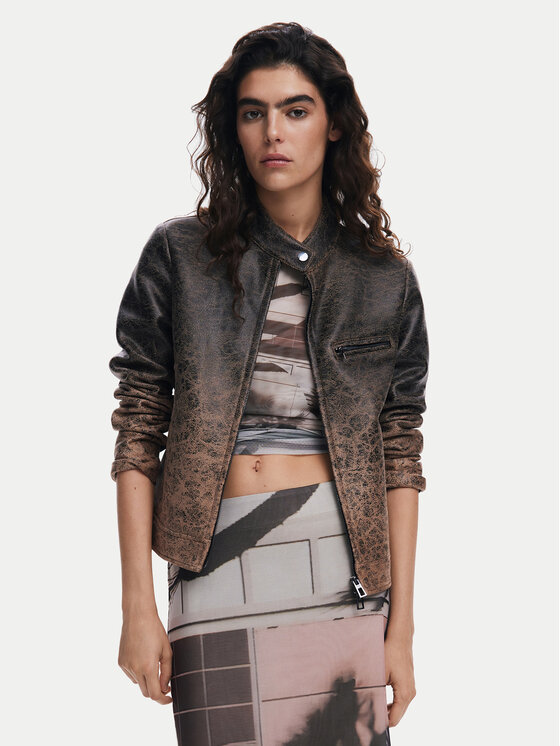

Кожаная куртка обычного кроя 25SWEW44 Desigual, коричневый