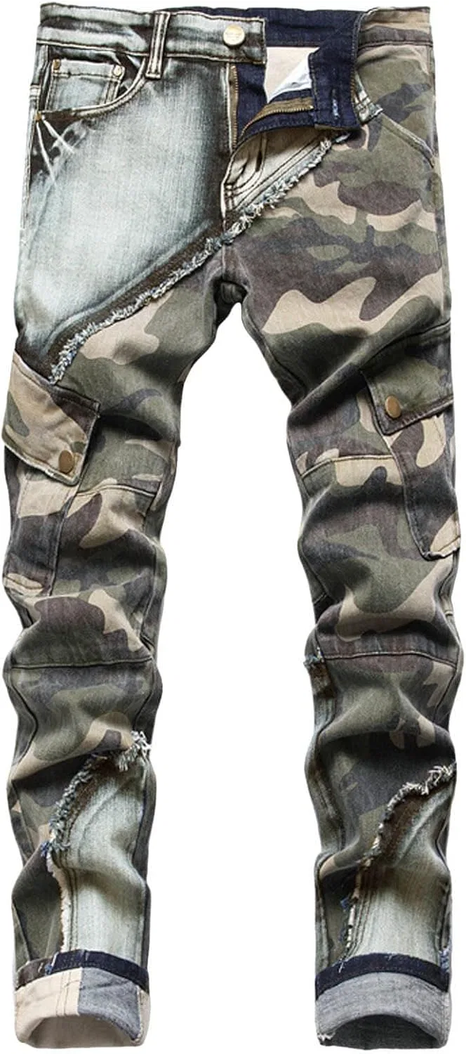 Джинсы свободного кроя, камуфляж, Camouflage