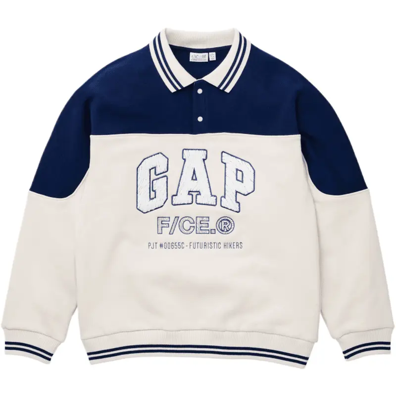 Футболка F/CE Collaboration осенне-зимняя унисекс GAP, черная в стиле пэчворк — фото 2