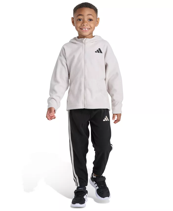 

Мальчиковый комплект для малышей 2T-5T утепленная куртка с капюшоном и джоггеры Adidas, белый