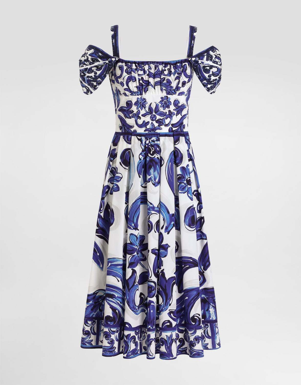 

Короткое хлопковое платье с принтом маджолика Dolce & Gabbana, принт