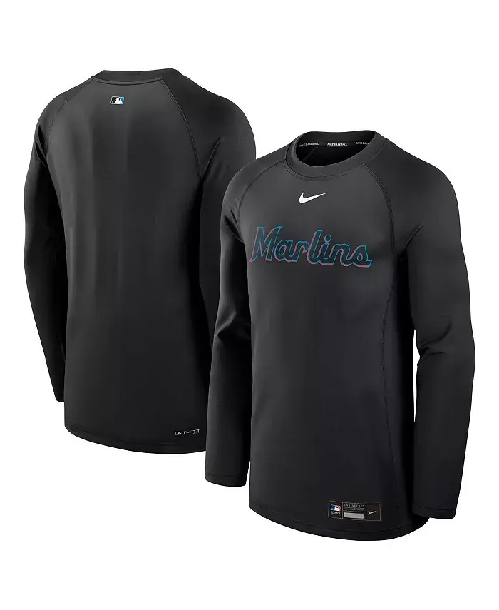 

Мужская черная футболка с длинным рукавом Miami Marlins Authentic Collection Game Time Raglan Performance Nike