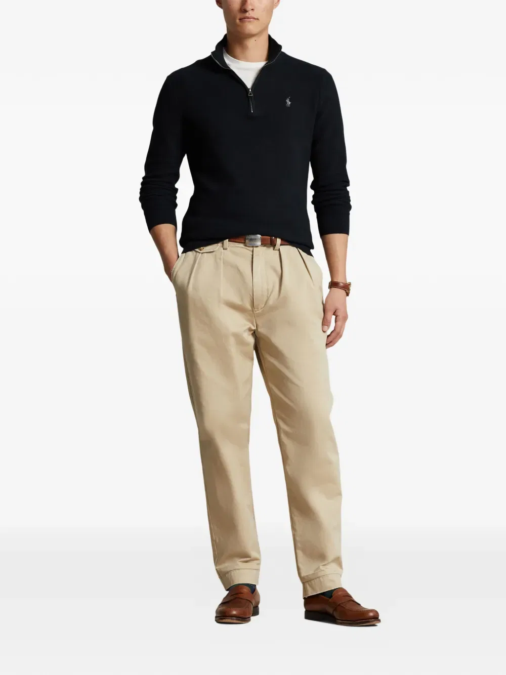 Свитер с застежкой-молнией до середины груди Polo Ralph Lauren, черный — фото 2