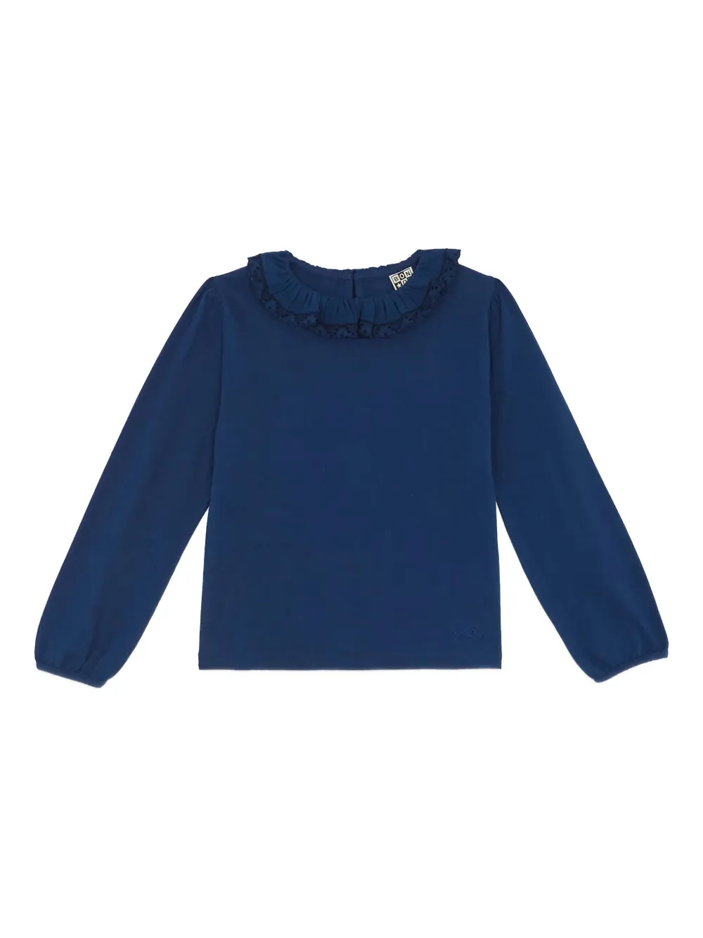 

Футболка с вышивкой и оборчатым воротником Bonton, синий