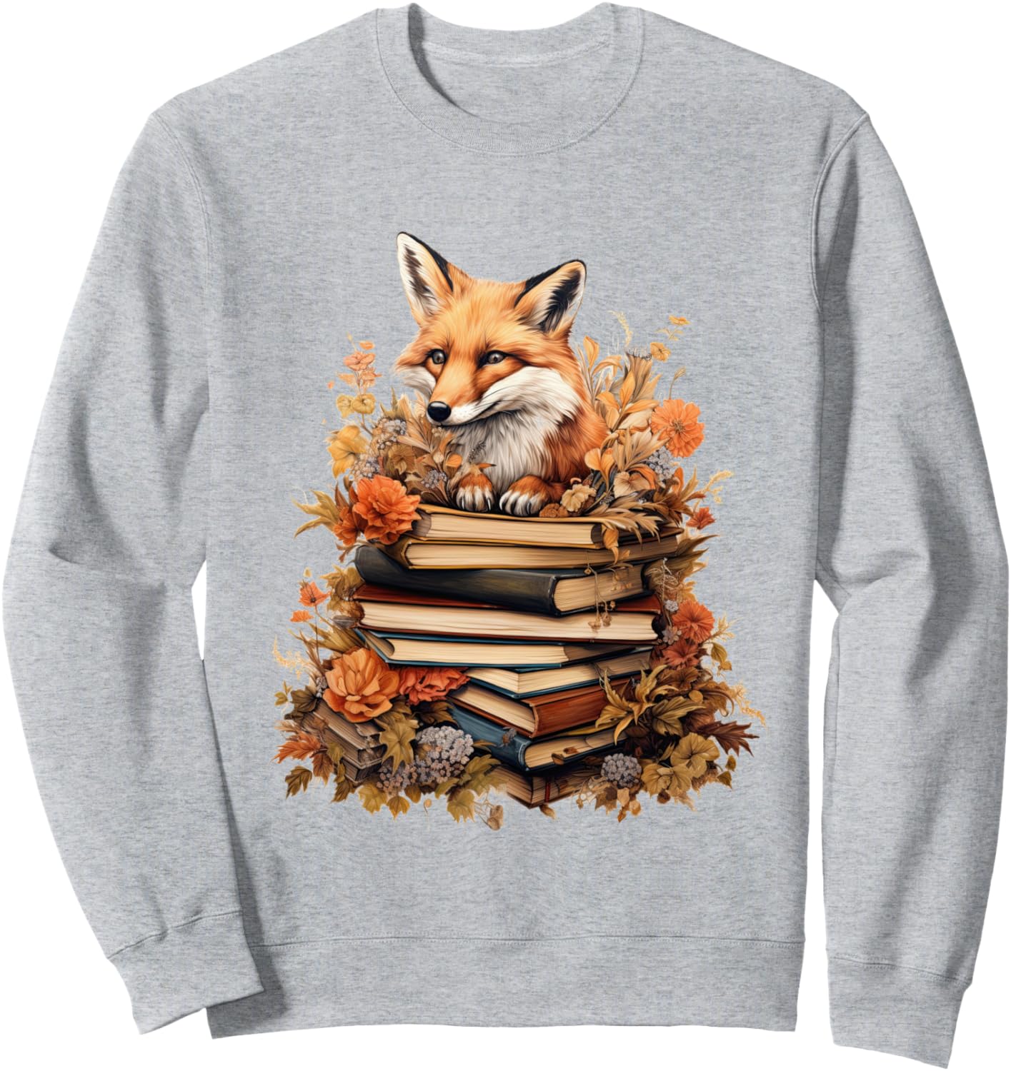 

Толстовка в стиле коттеджкор с цветочным рисунком, лисой и милым гобликом Cottagecore Goblincore And Fairycore Stuff, серый