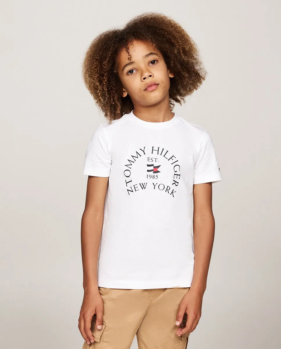

Футболка для мальчика с короткими рукавами и круглым вырезом Tommy Hilfiger, белый