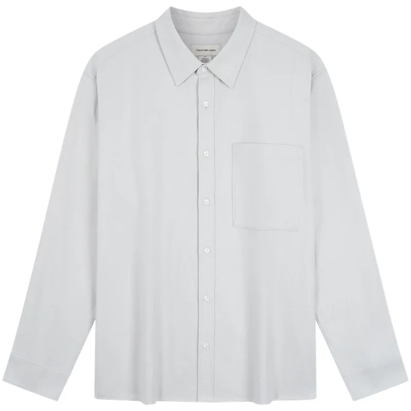 Рубашка с нагрудным карманом и длинными рукавами Calvin Klein, PCU-Marble Grey