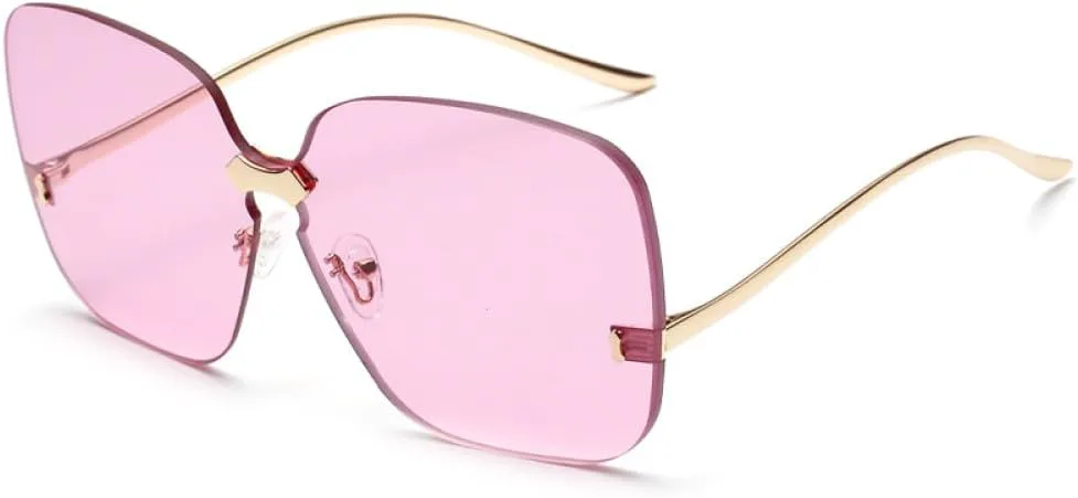 

Роскошные квадратные женские солнцезащитные очки, большие безободковые женские очки, солнцезащитные очки для мужчин с градиентными линзами LXLHWN, Gold Pink