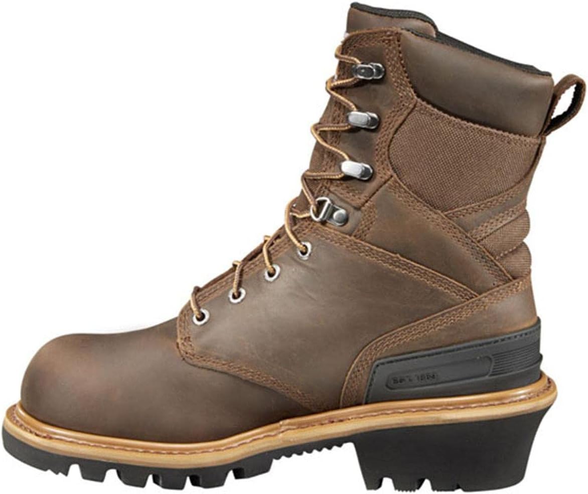 Ботинки Carhartt 8 водонепроницаемые кожаные для лесорубов - ботинки с композитным носком для мужчин, с подошвой Goodyear, противоскользящей подошвой, с сертификатом EH, коричневый — фото 3