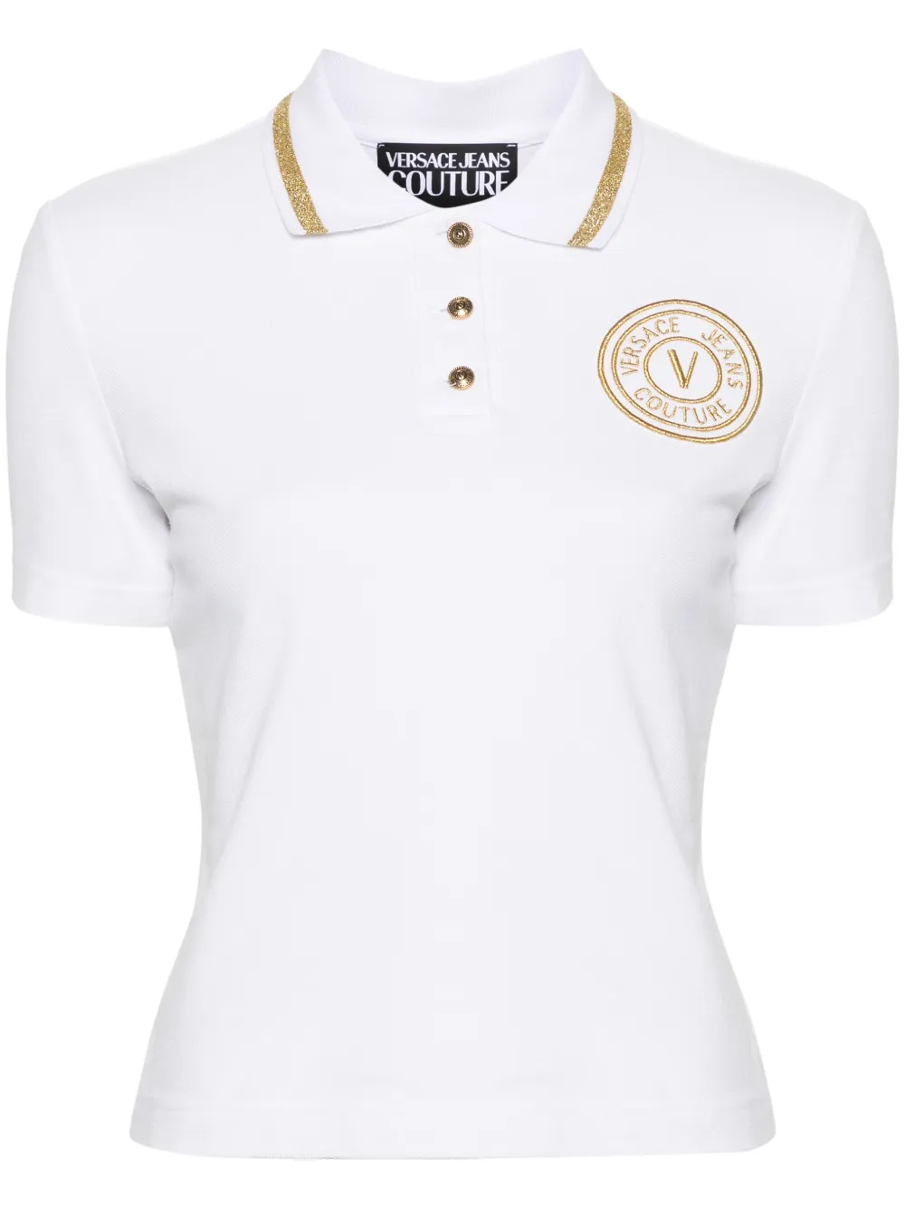 

Рубашка поло с вышитым логотипом Versace Jeans Couture, белый