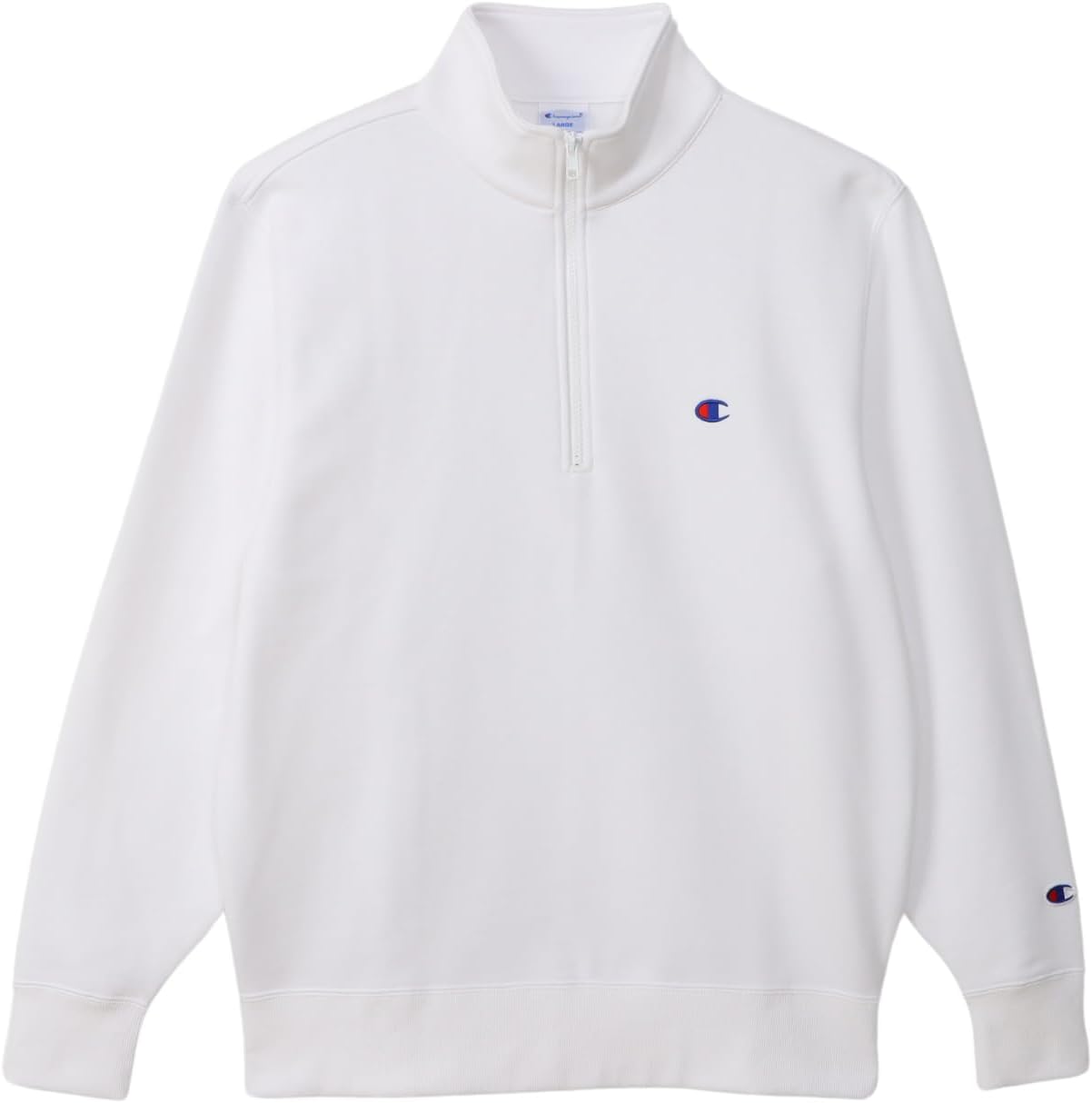 

Мужская толстовка Champion с длинным рукавом, вышитым логотипом в одной точке и застежкой-молнией до середины груди, белый