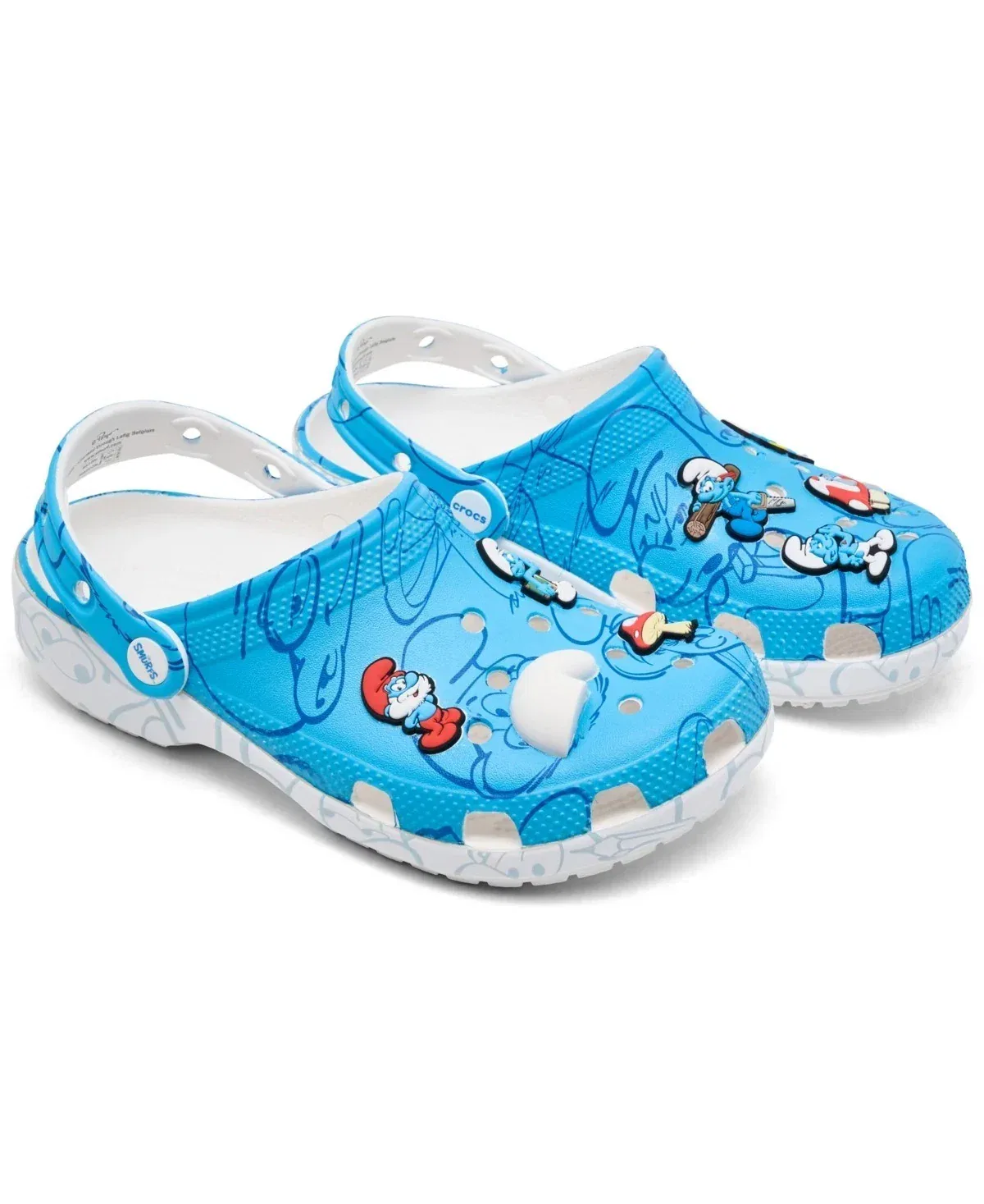 Детские сабо Crocs Smurfs Classic-90H синего цвета с разным ремешком на каблуке JAX644