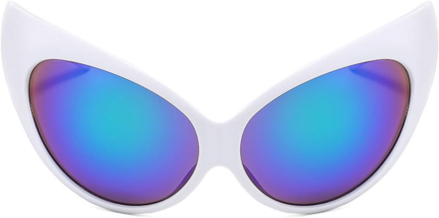 

Солнцезащитные очки «кошачий глаз» Helena 2023 Y2K для мужчин, винтажные, в большой оправе, для верховой езды, спортивные, футуристические солнцезащитные очки для женщин, White