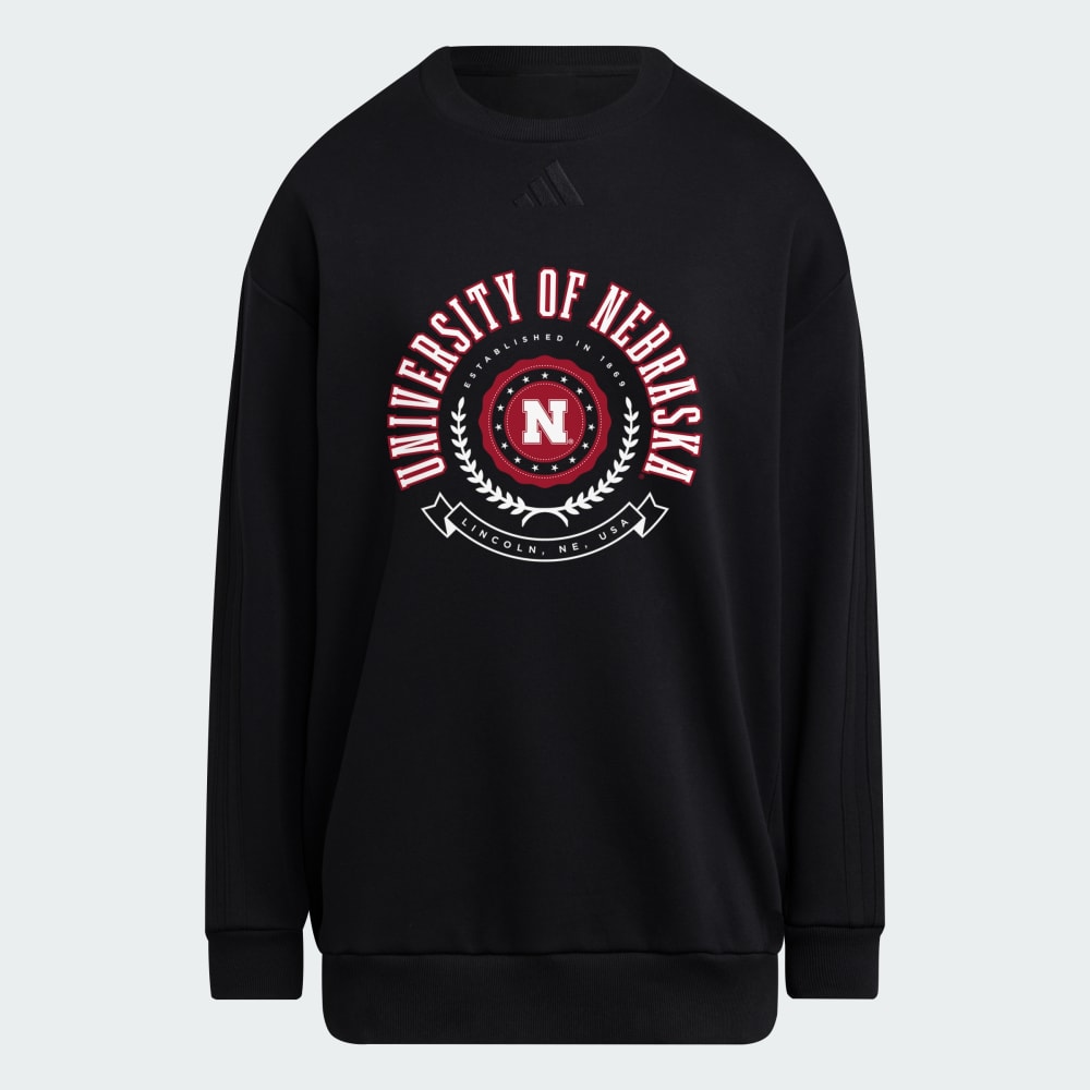 

Толстовка Adidas Nebraska Cornhuskers Women's Exclusive 3-Stripes Oversized Crew, цвет Black/Multi