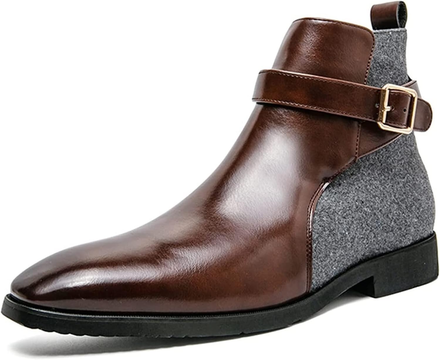 

Мужские ботинки Tzsaixeh с крыльями, на щиколотке, повседневные с массивным каблуком, с двойной или одинарной монковой застежкой, формальная обувь, высокие классические туфли для мужчин, коричневый