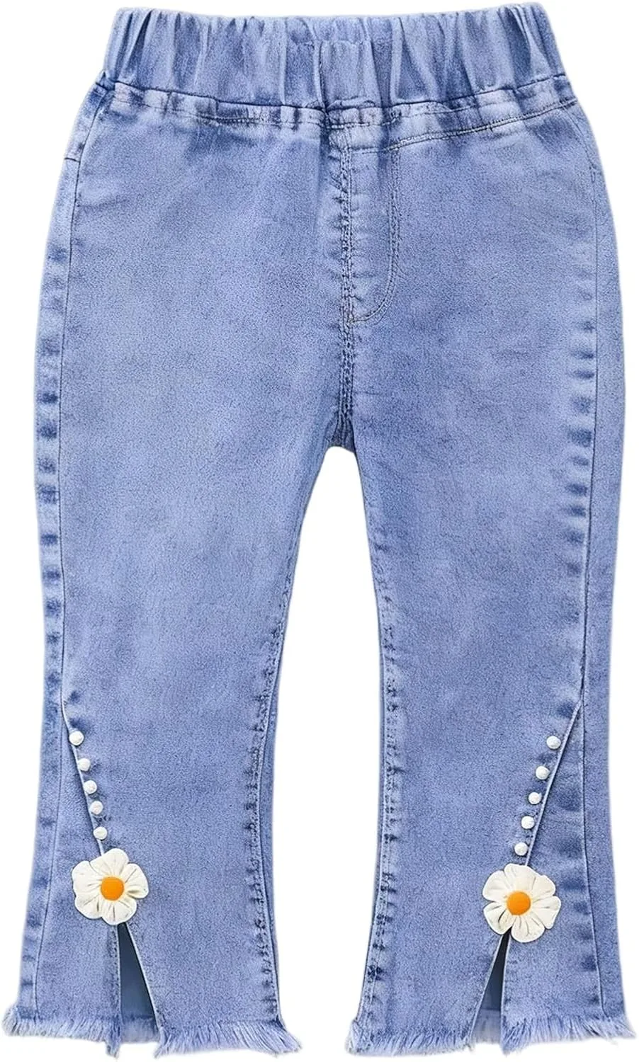 

Джинсы Bell Bottom для девочек с эластичным поясом и цветочным патчем