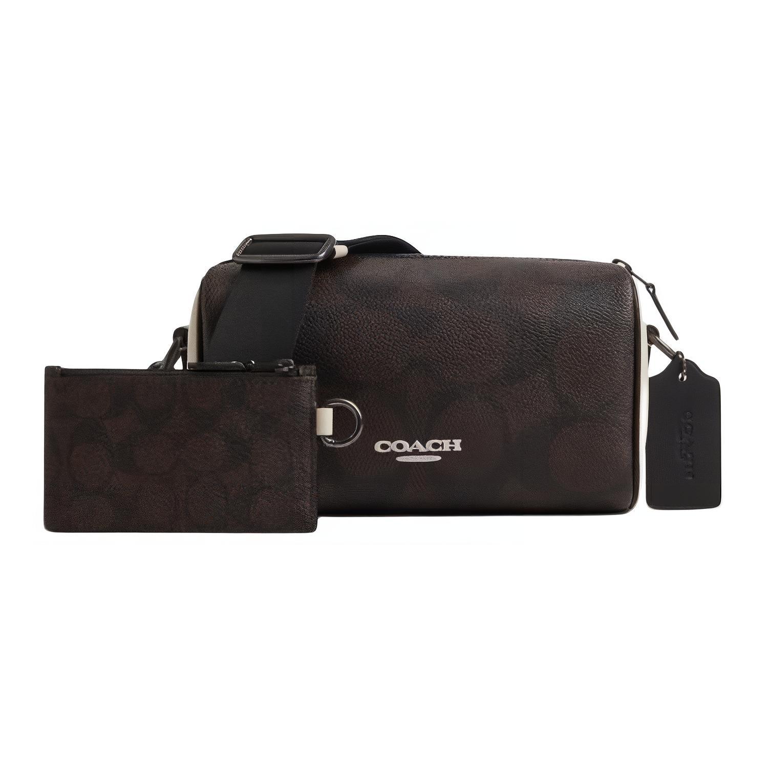 

COACH Кожаная наплечная сумка через плечо маленькая женская лещина и меловой белый