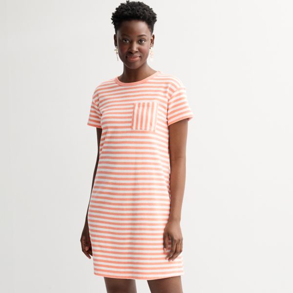 

Женское платье-футболка из махрового полотенца Sonoma Goods For Life, цвет coral small stripe