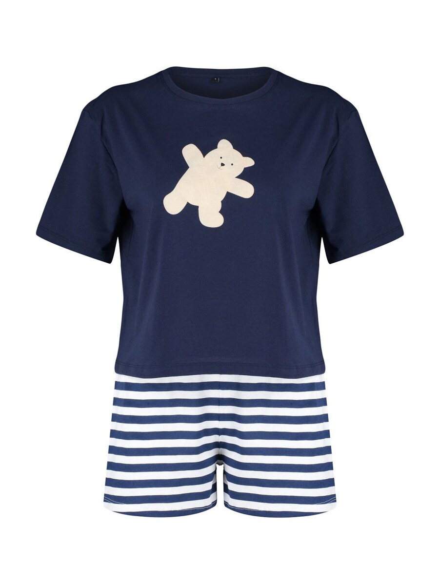 

Короткий пижамный комплект Trendyol, Navy