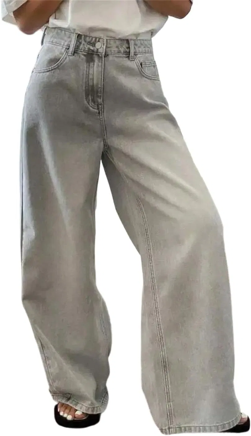 Джинсы свободные прямые Women Retro, серый